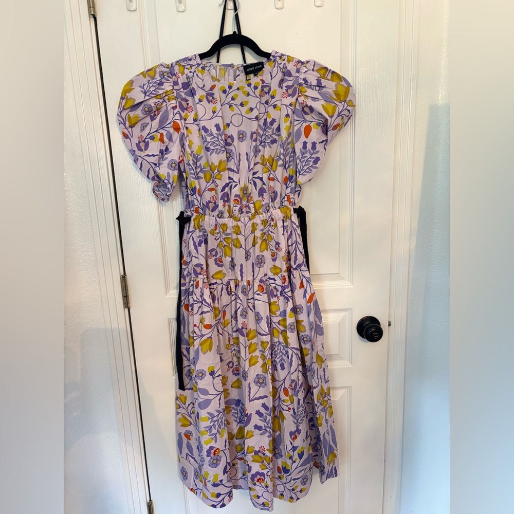 Jessie Zhao Purple Floral Cotton Midi Dress size 4 NWT $269 - Picture 8 of 13